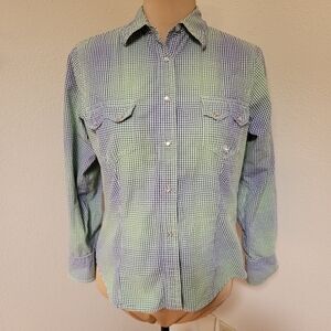 Roper Green and Blue Checkered Button-Up Shirt